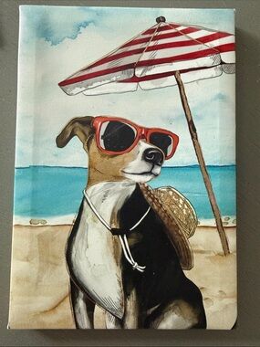 Beach Dog Wall Art Print - Red Sunglasses